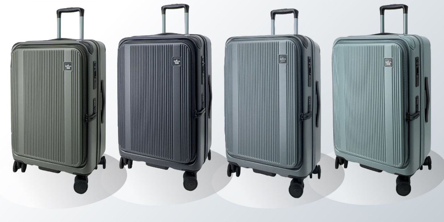 Four front-open Hallmark Design Collection cases with a vertical rib shell